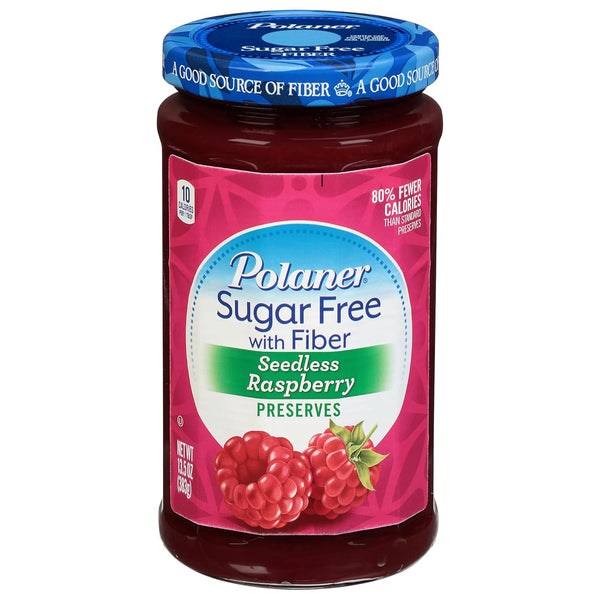 Polaner Sugar Free with Fiber Raspberry Jam, 13.5 oz – No Sugar Added Raspberry Fruit Spread
