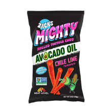 Zack's Mighty Rolled Tortilla Chips, Chile Lime, 7 oz bag - front
