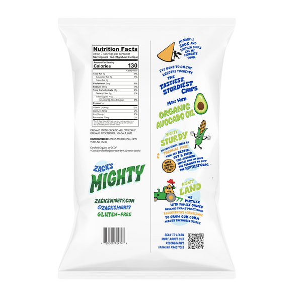 Zack's Mighty Organic Avocado Oil Tortilla Chips, Sea Salt nutrition facts and ingredients