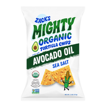 Zack's Mighty Organic Avocado Oil Tortilla Chips, Sea Salt, 7.5 oz bag - front