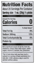 Bubbies Spicy Kosher Dill Pickles nutrition facts label
