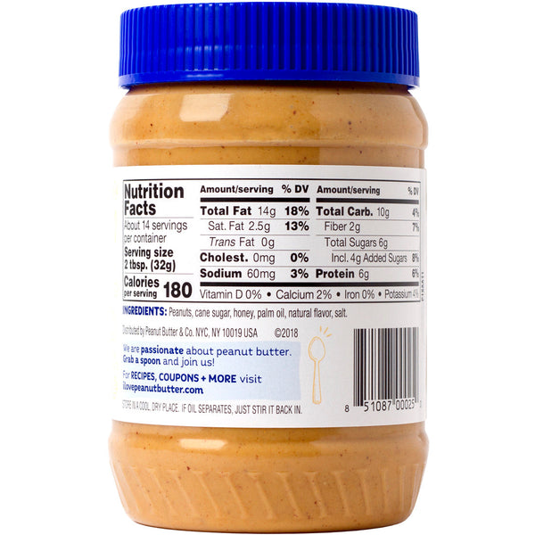 Peanut Butter & Co. The Bee’s Knees Peanut Butter, Creamy Peanut Butter with Honey, 16 oz Jar