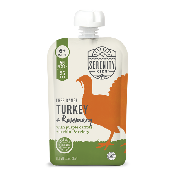 Serenity Kids Free Range Turkey and Rosemary baby food pouch, 3.5 oz
