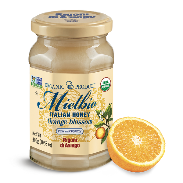 Rigoni di Asiago Mielbio Raw Orange Blossom Honey 10.58 oz - jar front label