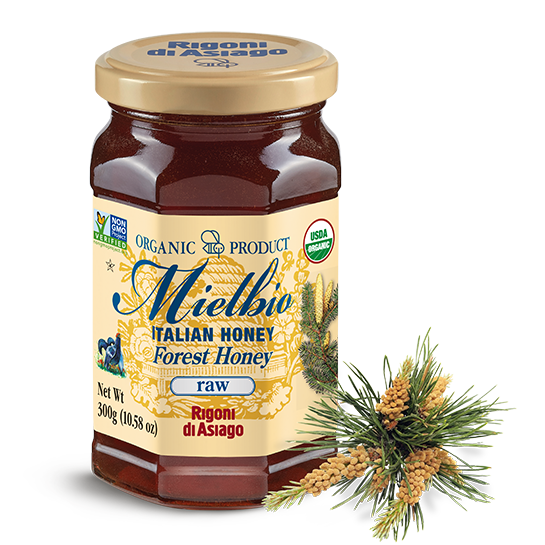 Rigoni di Asiago Mielbio Raw Forest Honey 10.58 oz - jar front label