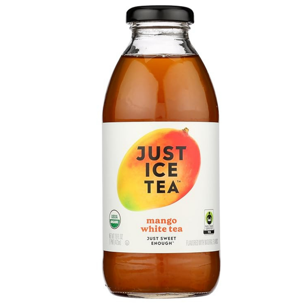 Just Ice Tea White Mango Organic, 16 fl oz (473 ml) – Organic White Tea with Mango Flavor, Ready to Drink