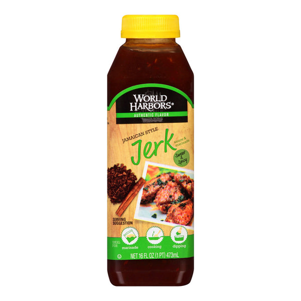 World Harbors Jamaican Jerk Marinade, Caribbean Style Cooking Sauce, 16 oz