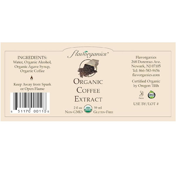 Flavorganics Organic Coffee Extract, Natural Coffee Flavoring for Baking & Beverages, USDA Organic, 2 oz