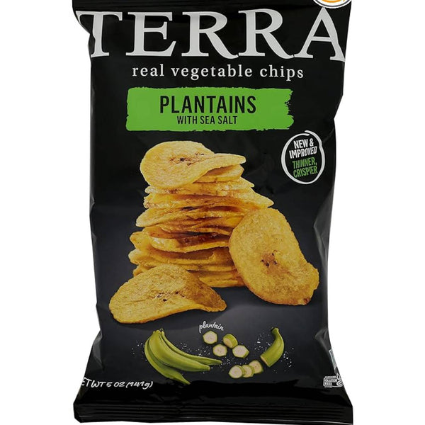Terra Plantain Sea Salt Chips, Crispy Plantain Chips with Sea Salt, Gluten Free Snack, 5 oz, 12 Pack