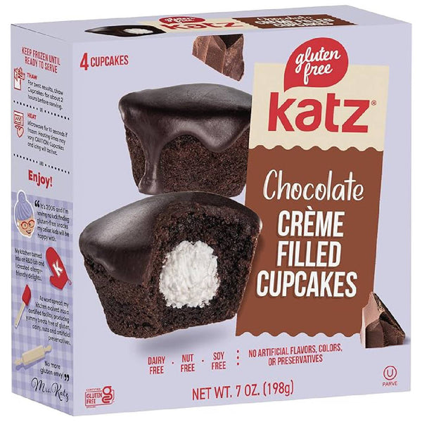 Katz Gluten Free Chocolate Creme Filled Cupcakes, Dairy & Nut Free Snack Cakes, 7 oz - Real Prime Deals