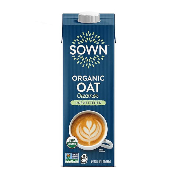 SOWN Organic Unsweetened Oat Creamer, Barista-Style Dairy-Free Coffee Creamer, Plant-Based, Gluten Free, Non-GMO, Shelf Stable, 32 oz