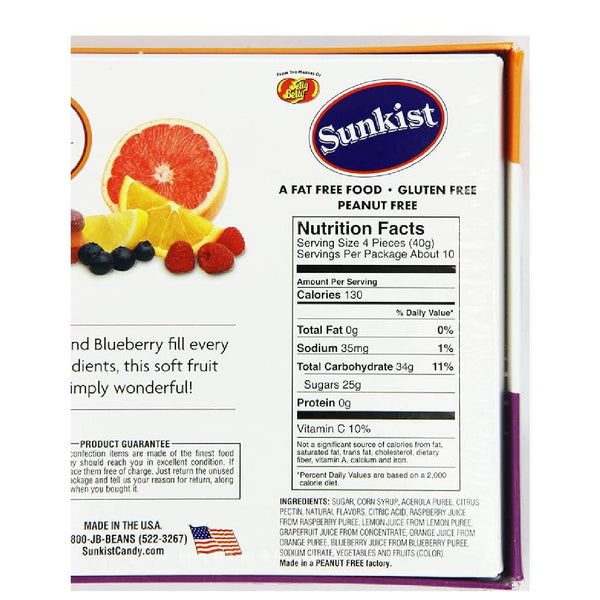 Sunkist Fruit Gems Soft Candy, Assorted Natural Flavors, 14 oz Box, Chewy Sugar-Dusted Fruit Jellies