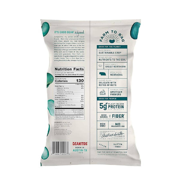 Beanitos Restaurant Style White Bean Chips with Sea Salt, Plant-Based Protein Snack, Gluten Free, Vegan, Corn Free Tortilla-Style Chips, 5 oz