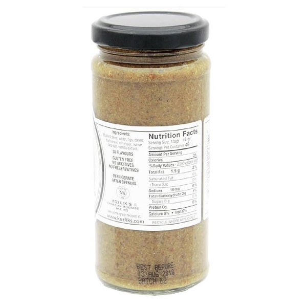 Kozlik's Balsamic Fig & Date Dijon Mustard, 8.5 oz Jar, Sweet Brown & Yellow Mustard, Gluten Free Non-GMO