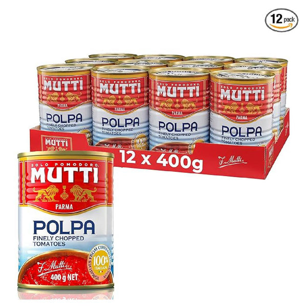 Mutti Crushed Tomatoes Polpa – Premium Italian Canned Tomatoes, Fresh Taste for Sauces and Cooking, Vegan & Gluten Free, 14 oz Cans (Pack of 12)
