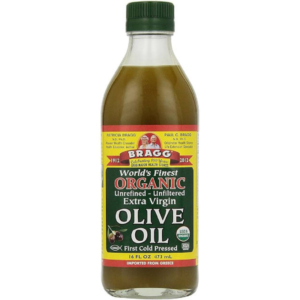 Bragg Organic Extra Virgin Olive Oil – Cold-Pressed Premium EVOO for Cooking, Salads & Finishing, 16 oz Bottles (2 Pack)