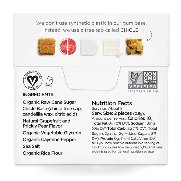 SIMPLY Gum Cleanse, Grapefruit & Prickly Pear, Plastic-Free Natural Chewing Gum, Vegan, Kosher, Non-GMO, Aspartame & Sorbitol Free, 15 Pieces