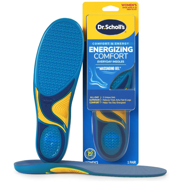 Dr. Scholl’s Energizing Comfort Women’s Everyday Insoles with Massaging Gel - Clinically Proven, All-Day Energy and Comfort Inserts with Patented Triple Gel Design - Shock Absorbing, Arch Support