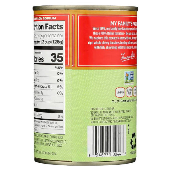 Mutti Cherry Tomatoes – Premium Whole Italian Cherry Tomatoes, Naturally Sweet, Ideal for Sauces and Mediterranean Cooking, 14 oz Cans (Pack of 12)
