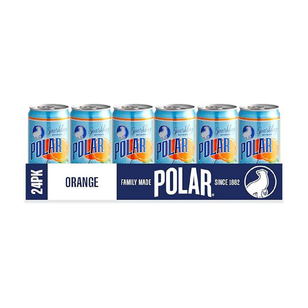 Polar Orange Dry Soda, Crisp Citrus Flavored Sparkling Soft Drink, 12 oz Cans, 24 Pack