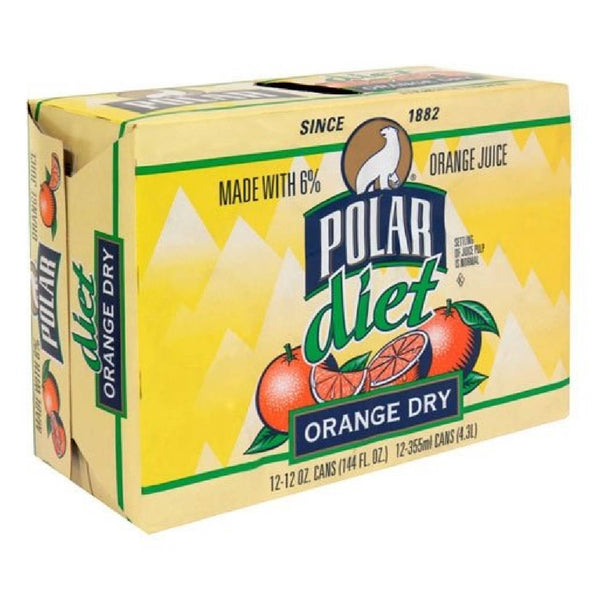 Polar Seltzer Diet Orange Dry, Citrus Flavored Diet Sparkling Water, 12 oz Cans, 12 Pack