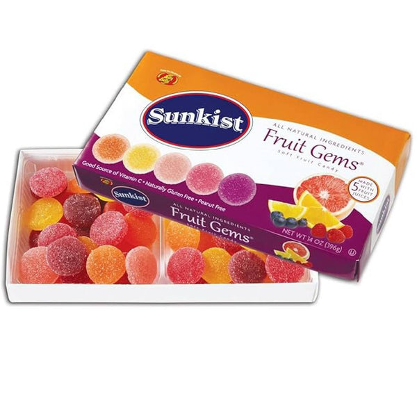 Jelly Belly Sunkist Fruit Gems Candy Box, 14 oz Assorted Flavors, Made with Real Fruit Juices, Official Genuine Candy