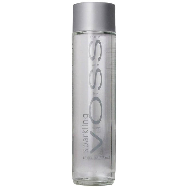 Voss Sparkling Water, Premium Norwegian Carbonated Artesian Water, Glass Bottle, 12.7 oz