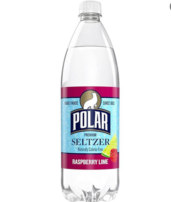 Polar Raspberry Lime Soda, Raspberry Citrus Flavored Sparkling Soft Drink, 1 L, 12 Pack