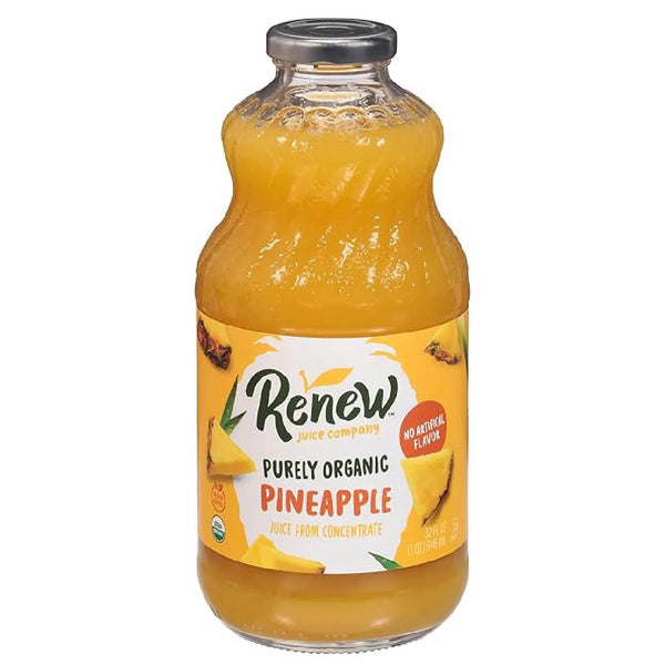 Renew Juice Company Organic Pineapple Juice, Cold Pressed Tropical Fruit Juice, 32 fl oz - Real Prime Deals