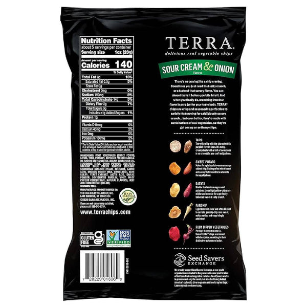 Terra Vegetable Chips Sour Cream & Onion, Crispy Root Vegetable Chips, 5 oz
