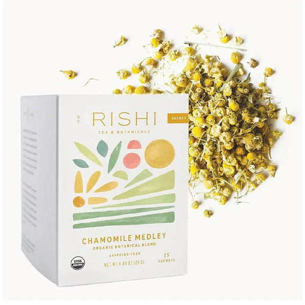 Rishi Chamomile Medley Herbal Tea, Organic Caffeine Free Chamomile Blend with Mint & Verbena, 15 Sachets - Real Prime Deals