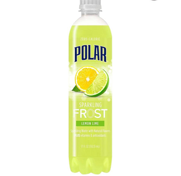 Polar Frost Lemon Lime Sparkling Water, Crisp Citrus Flavored Sparkling Beverage, 17 fl oz, 12 Pack