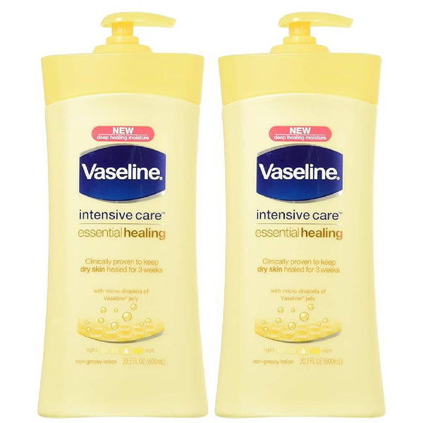 Vaseline Intensive Care Essential Healing Body Lotion, Deep Moisturizing Skin Lotion, 20.3 fl oz, 2 Pack