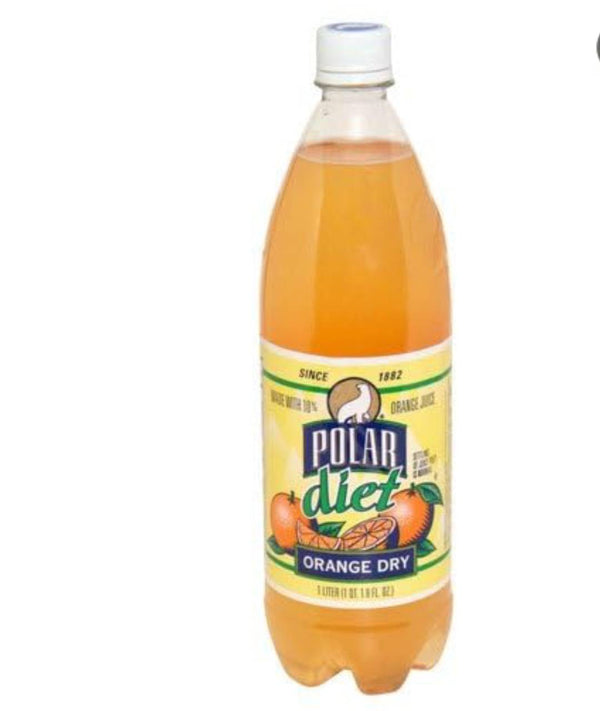 Polar Diet Orange Dry Soda, Crisp Citrus Flavored Diet Sparkling Soft Drink, 1 L, 12 Pack