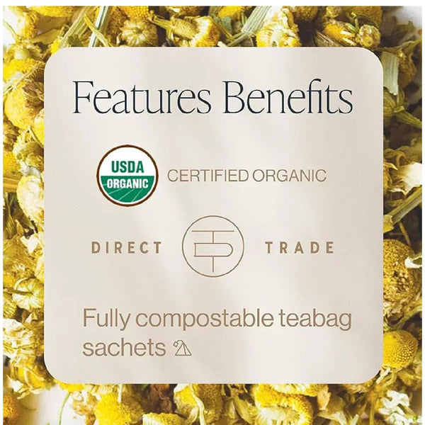 Rishi Chamomile Medley Herbal Tea, Organic Caffeine Free Chamomile Blend with Mint & Verbena, 15 Sachets - Real Prime Deals
