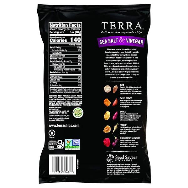 Terra Vegetable Chips Sea Salt & Vinegar, Crispy Root Vegetable Chips, 5 oz