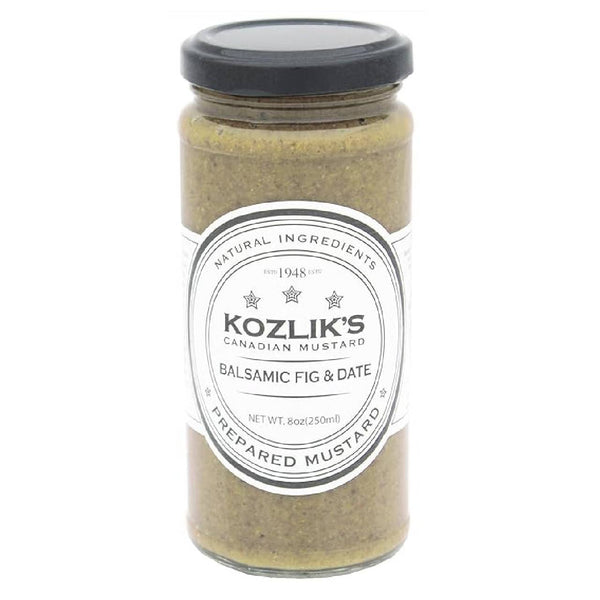 Kozlik's Balsamic Fig & Date Dijon Mustard, 8.5 oz Jar, Sweet Brown & Yellow Mustard, Gluten Free Non-GMO