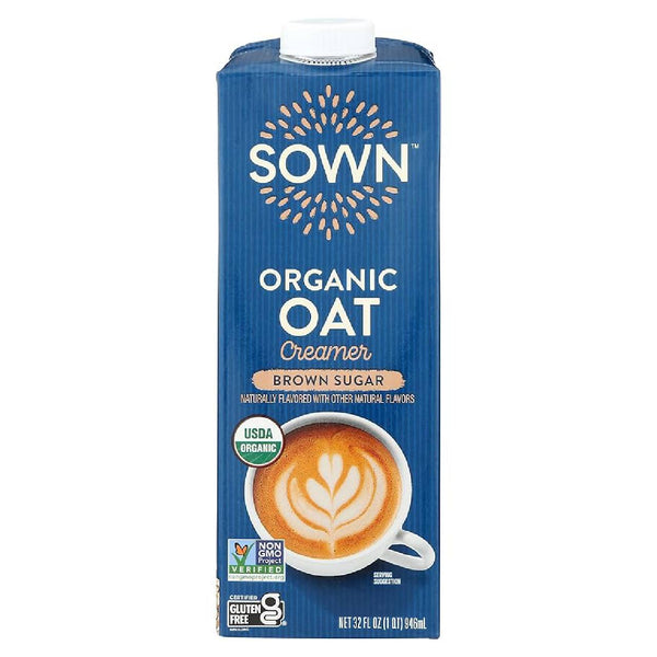 Sown Organic Brown Sugar Oat Creamer, Dairy-Free Barista Style Oat Milk Creamer with Brown Sugar Flavor, 32 fl oz