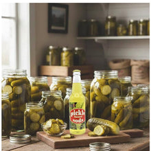 Rocket Fizz Pickle Soda, 12 oz Glass Bottles, 6 Pack, Cane Sugar Craft Soda with Novelty Pickle Flavor