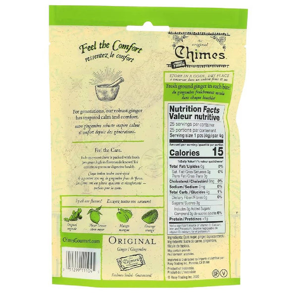 Chimes Original Ginger Chews, Natural Ginger Candy, Sweet & Spicy Chewy Ginger Treat, 100 g