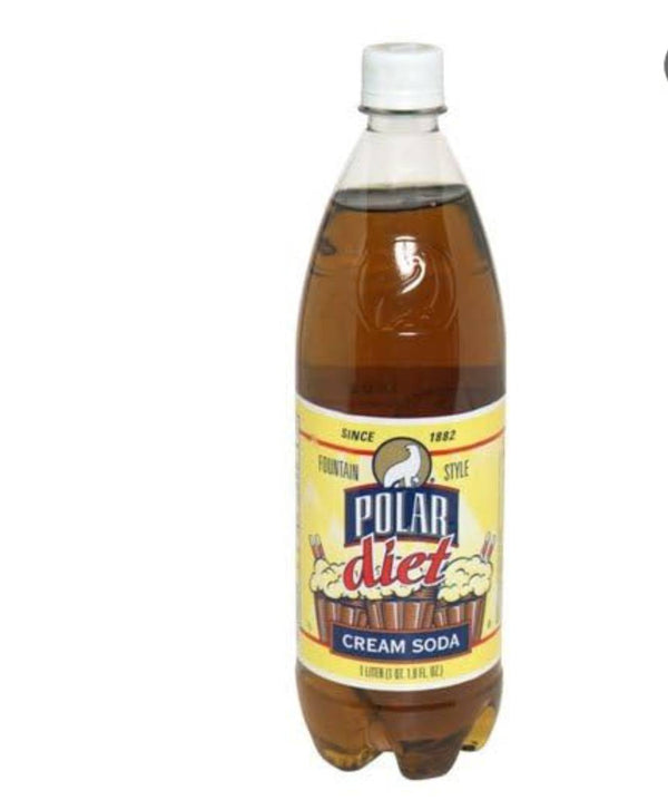 Polar Diet Cream Soda, Vanilla Cream Flavored Diet Sparkling Soft Drink, 12 Pack