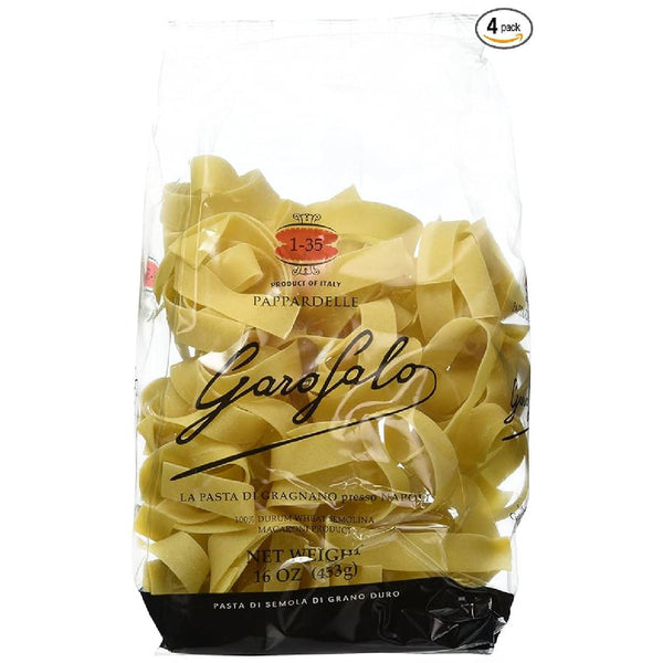 Garofalo Pappardelle Pasta, 4 Pack, Premium Italian Durum Wheat Semolina Pasta, Bronze-Drawn for Al Dente Texture