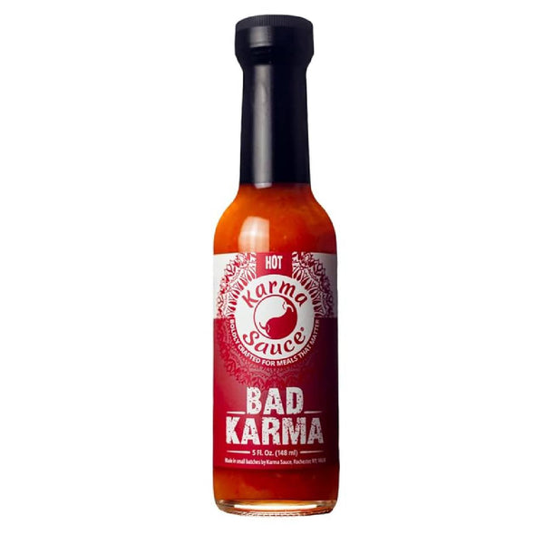 Title Bad Karma Hot Sauce, Savory Sweet Tangy Craft Hot Sauce, Vegan, Sugar Free, No Preservatives, 5 fl oz