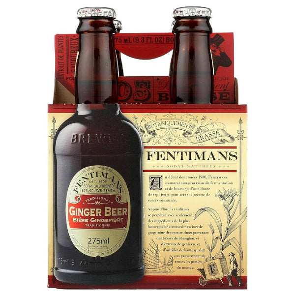 Fentimans Ginger Beer, Botanically Brewed Craft Soda, Naturally Flavored Sparkling Beverage, 37.2 fl oz, 4 Pack