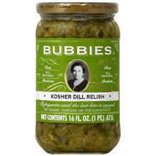 Bubbies Kosher Dill Relish, Traditional Fermented Pickle Relish, Crunchy & Tangy Flavor, 16 oz Jars, 6 Pack