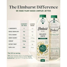 Elmhurst Oat Milk unsweetened plant-based drink with only 3 ingredients, dairy-free, smooth & creamy