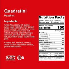 Quadratini Hazelnut cookies nutrition facts and ingredients, Halal certified, 150 calories per serving
