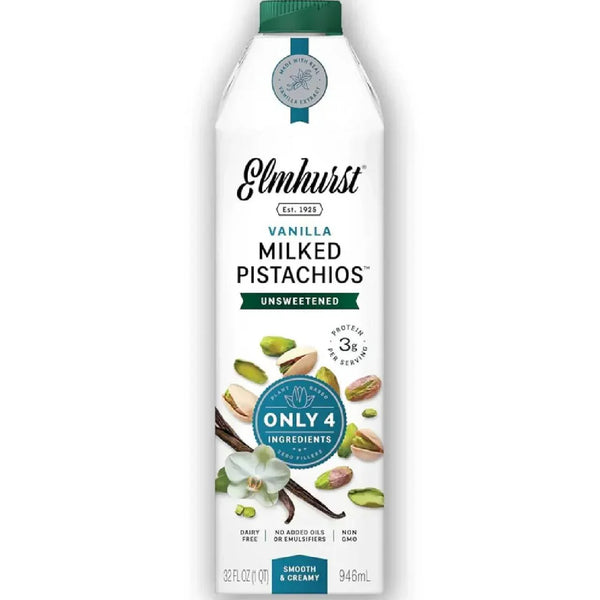 Elmhurst Vanilla Milked Pistachios unsweetened plant-based milk, dairy-free, 3g protein, only 4 ingredients
