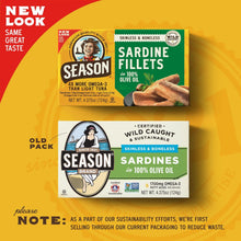 Season Sardines in Olive Oil, Skinless & Boneless, Wild Caught, 4.37 oz Tins (6-Pack) – High Protein, Keto Friendly, Kosher