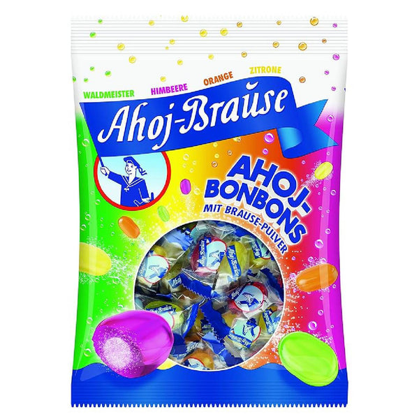 Ahoj Bonbons Assorted Fruit Candies – Classic German Hard Candy with Fizzy Center, Colorful Sweet Treat, 150g Bag